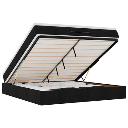 Struttura Letto Pouf con Materasso Nero 180x200 cm in Tessuto - homemem39