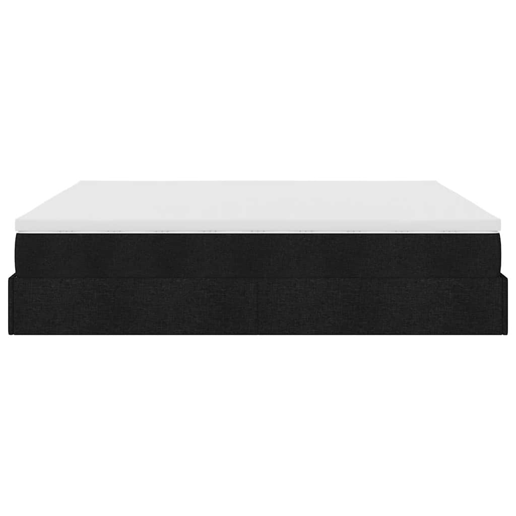 Struttura Letto Pouf con Materasso Nero 180x200 cm in Tessuto - homemem39