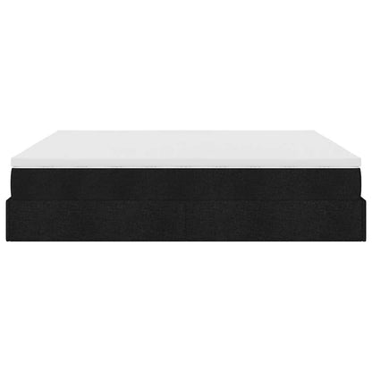 Struttura Letto Pouf con Materasso Nero 180x200 cm in Tessuto