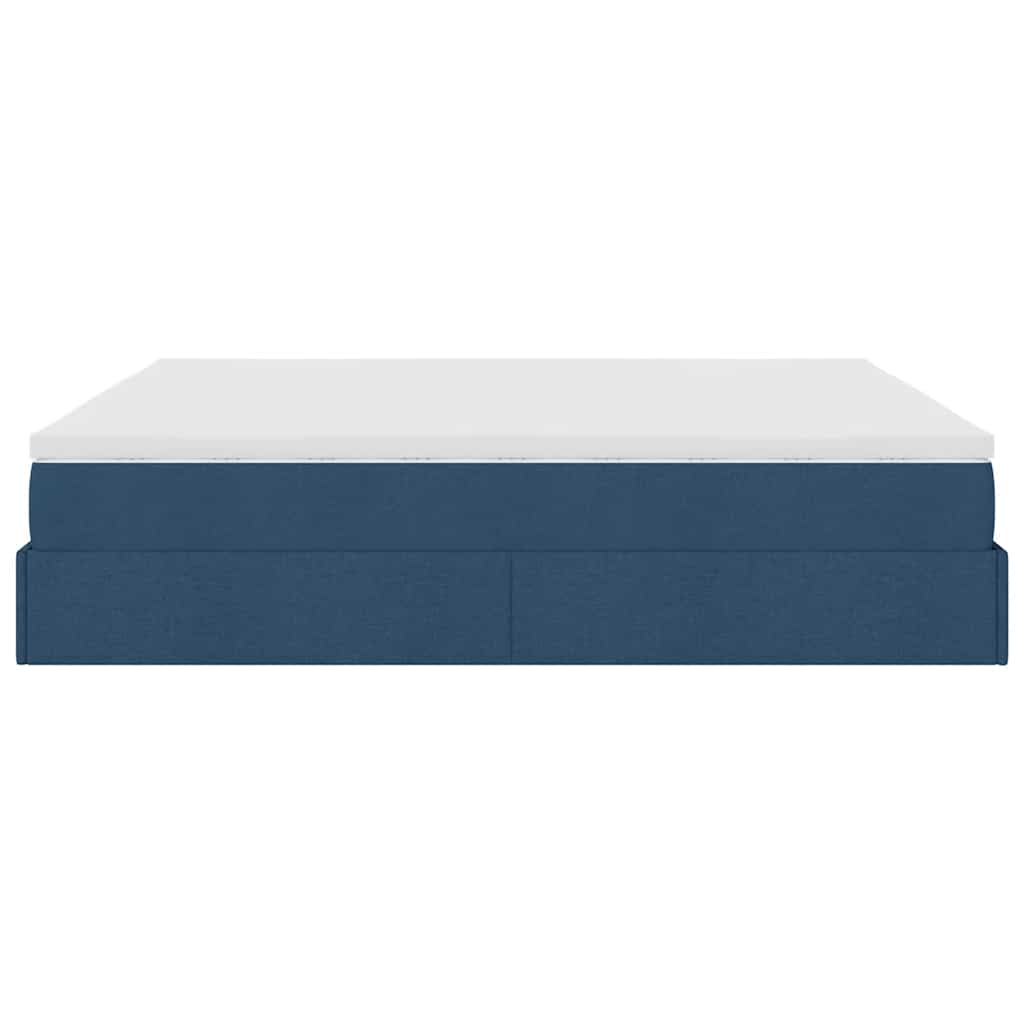 Struttura Letto Pouf con Materasso Blu 180x200cm in Tessuto