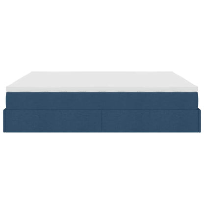 Struttura Letto Pouf con Materasso Blu 180x200cm in Tessuto