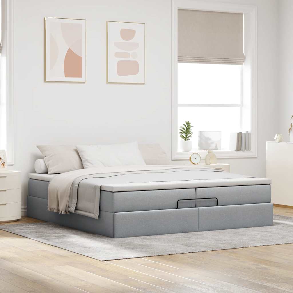 Struttura Letto Pouf con Materassi 200x200 cm in Tessuto