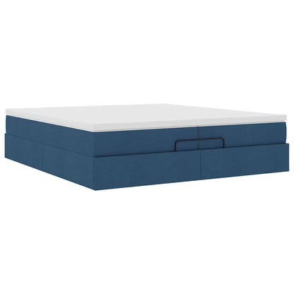 Struttura Letto Pouf con Materassi Blu 200x200 cm in Tessuto | homemem39