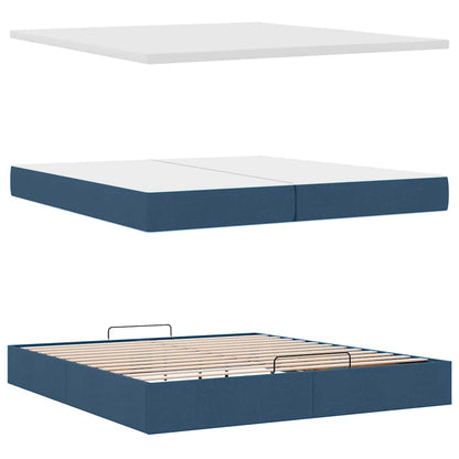 Struttura Letto Pouf con Materassi Blu 200x200 cm in Tessuto | homemem39