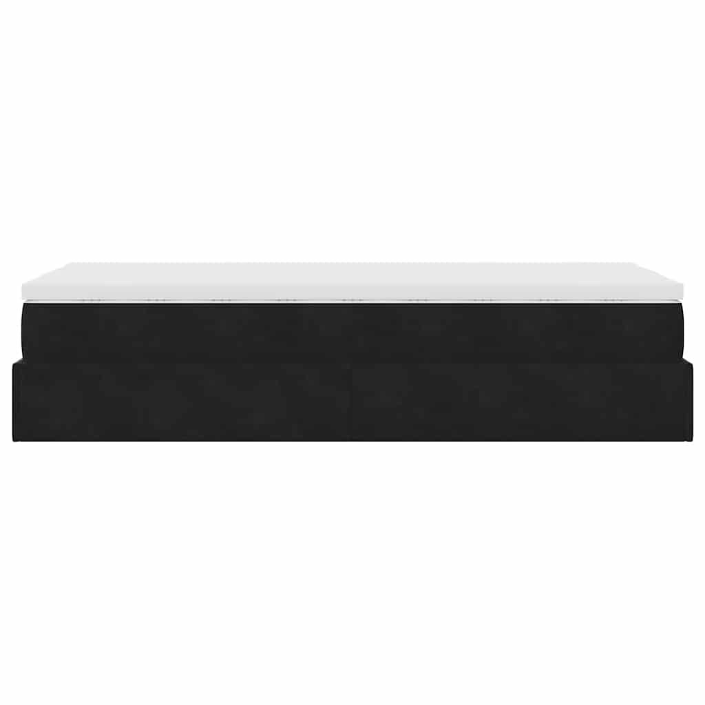 Struttura Letto Pouf con Materasso Nero 80x200 cm in Velluto
