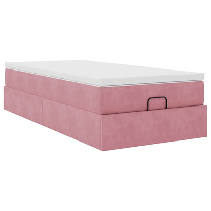 Struttura Letto Pouf con Materasso Rosa 80x200 cm Velluto | homemem39
