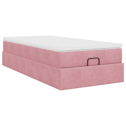 Struttura Letto Pouf con Materasso Rosa 80x200 cm Velluto | homemem39