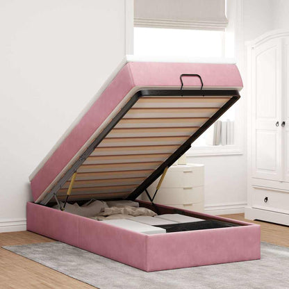 Struttura Letto Pouf con Materasso Rosa 80x200 cm Velluto | homemem39