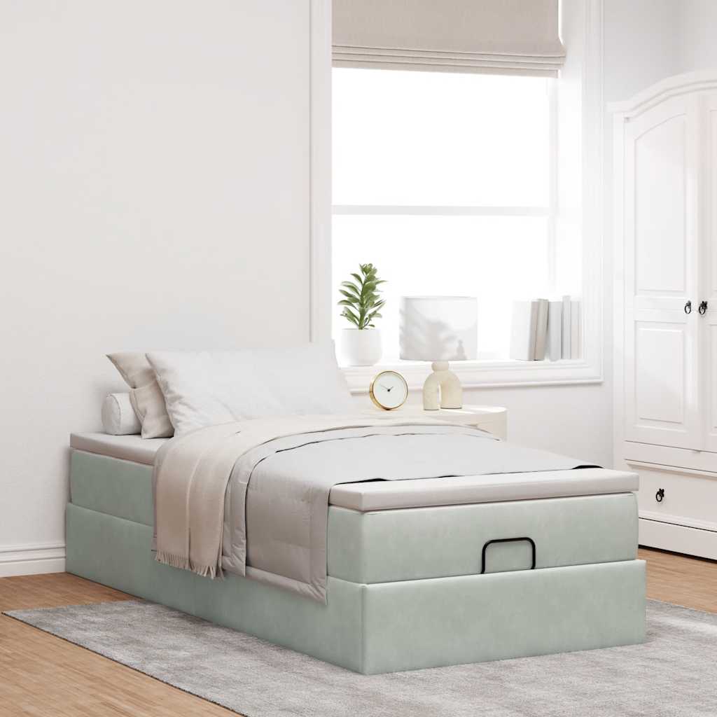 Struttura Letto Pouf con Materasso 90x190 cm in Velluto | homemem39