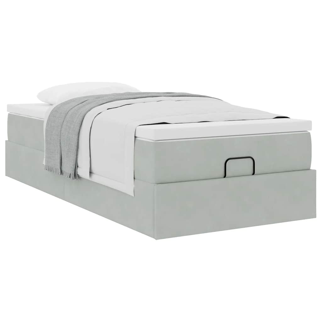 Struttura Letto Pouf con Materasso 90x190 cm in Velluto | homemem39