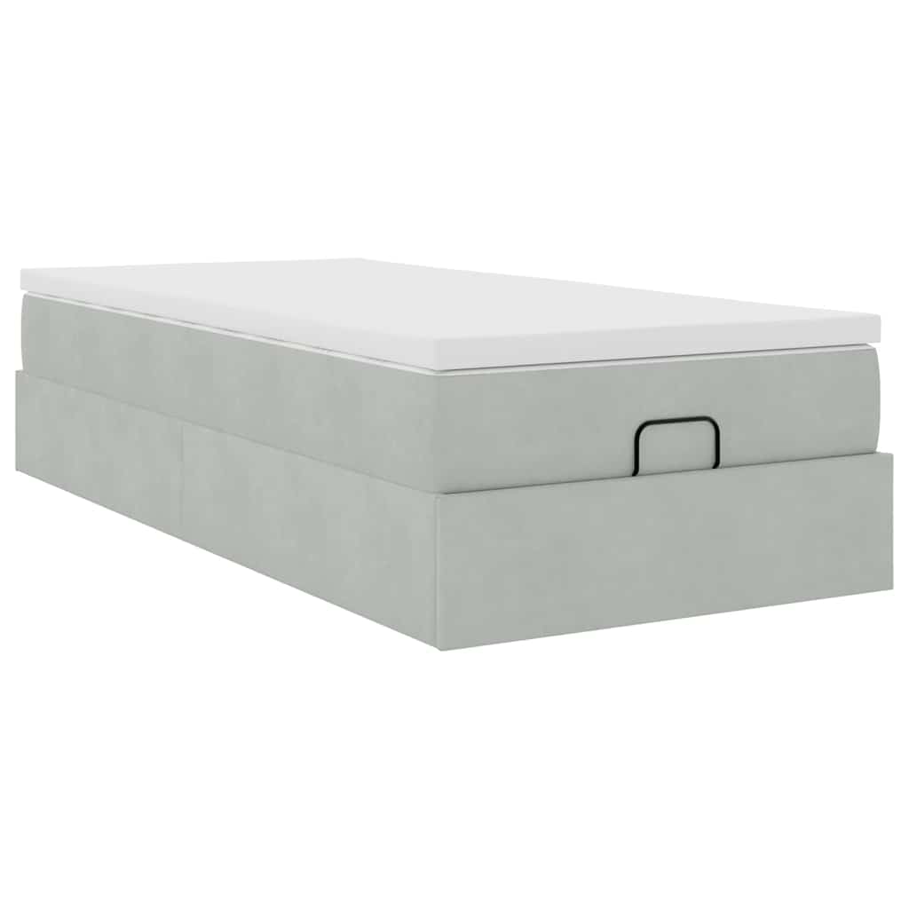 Struttura Letto Pouf con Materasso 90x190 cm in Velluto | homemem39