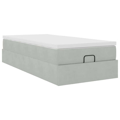Struttura Letto Pouf con Materasso 90x190 cm in Velluto | homemem39