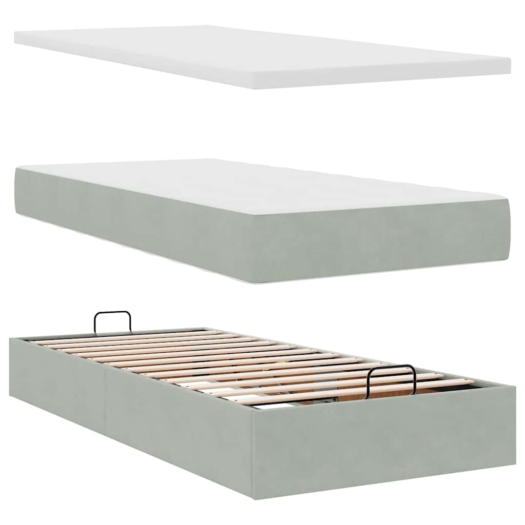 Struttura Letto Pouf con Materasso 90x190 cm in Velluto | homemem39