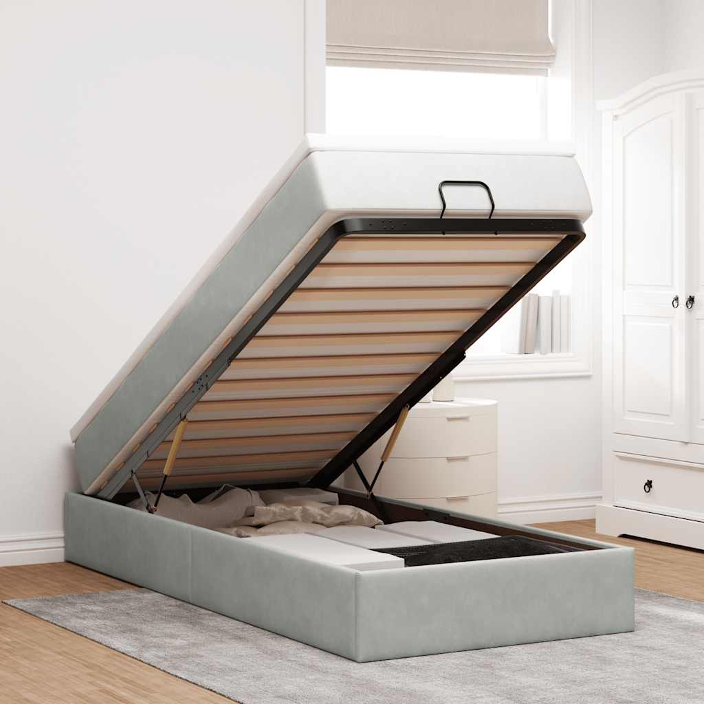 Struttura Letto Pouf con Materasso 90x190 cm in Velluto | homemem39
