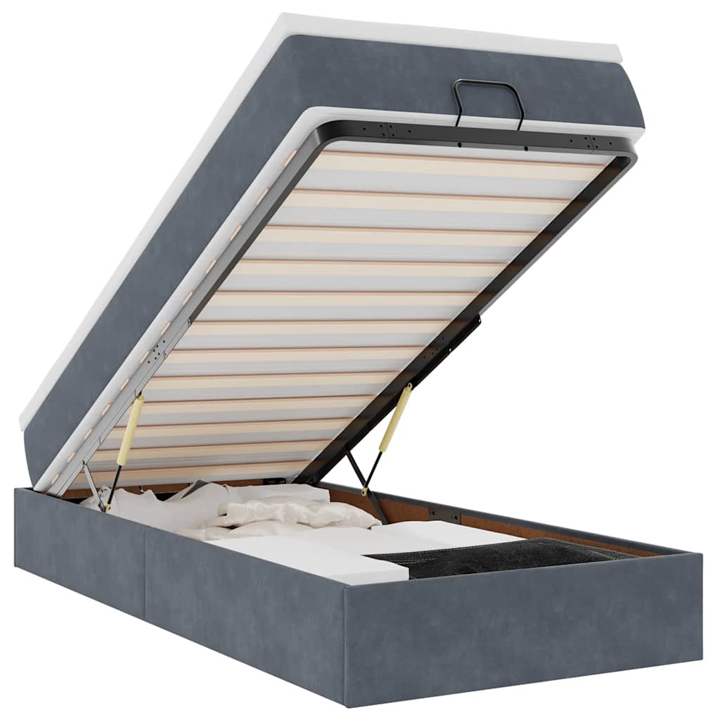 Struttura Letto Pouf con Materasso 90x190 cm in Velluto