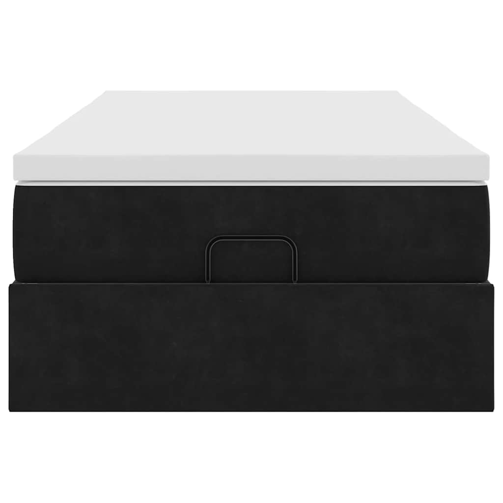 Struttura Letto Pouf con Materasso Nero 90x190 cm in Velluto | homemem39