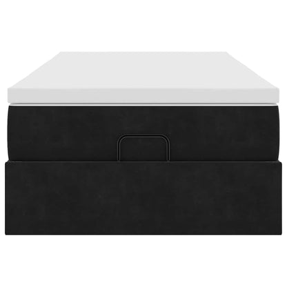 Struttura Letto Pouf con Materasso Nero 90x190 cm in Velluto | homemem39