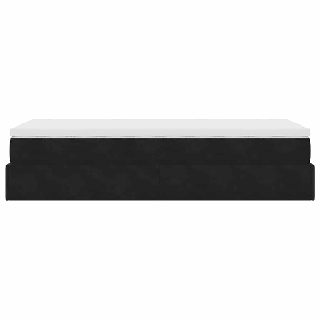 Struttura Letto Pouf con Materasso Nero 90x190 cm in Velluto | homemem39