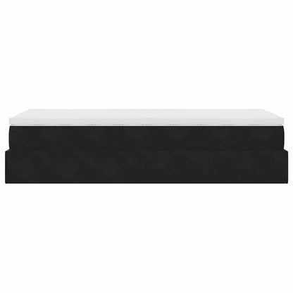 Struttura Letto Pouf con Materasso Nero 90x190 cm in Velluto | homemem39