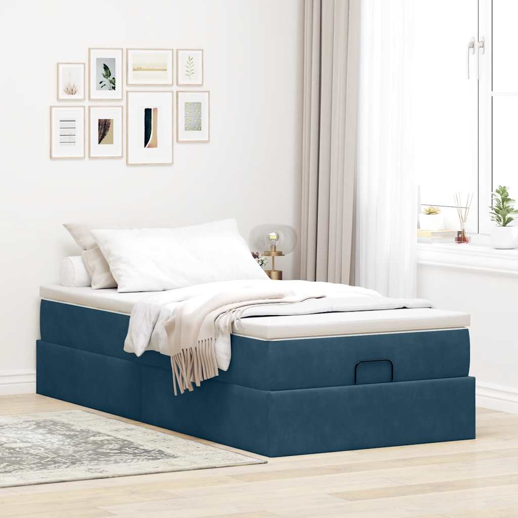 Struttura Letto Pouf con Materasso 90x190 cm in Velluto | homemem39