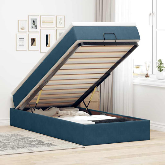 Struttura Letto Pouf con Materasso 90x190 cm in Velluto | homemem39