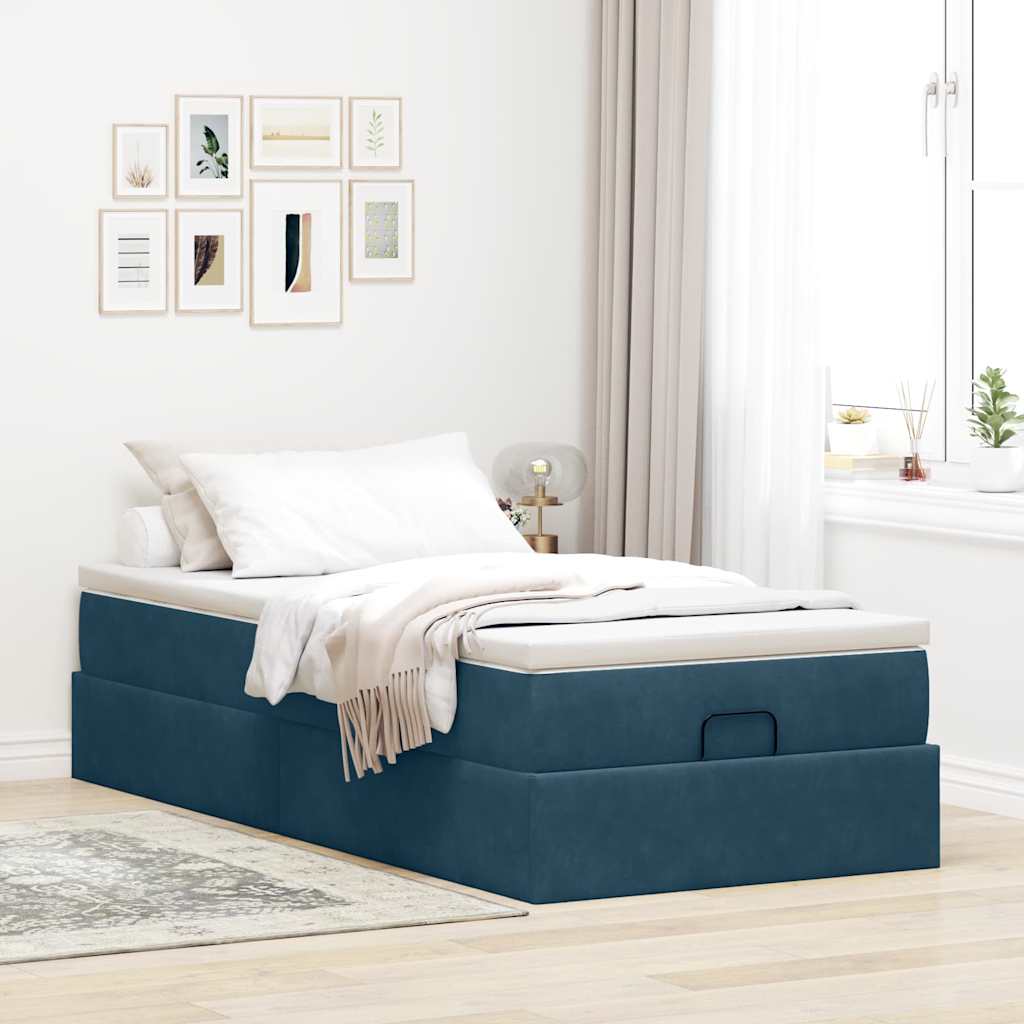 Struttura Letto Pouf con Materasso 90x200 cm in Velluto