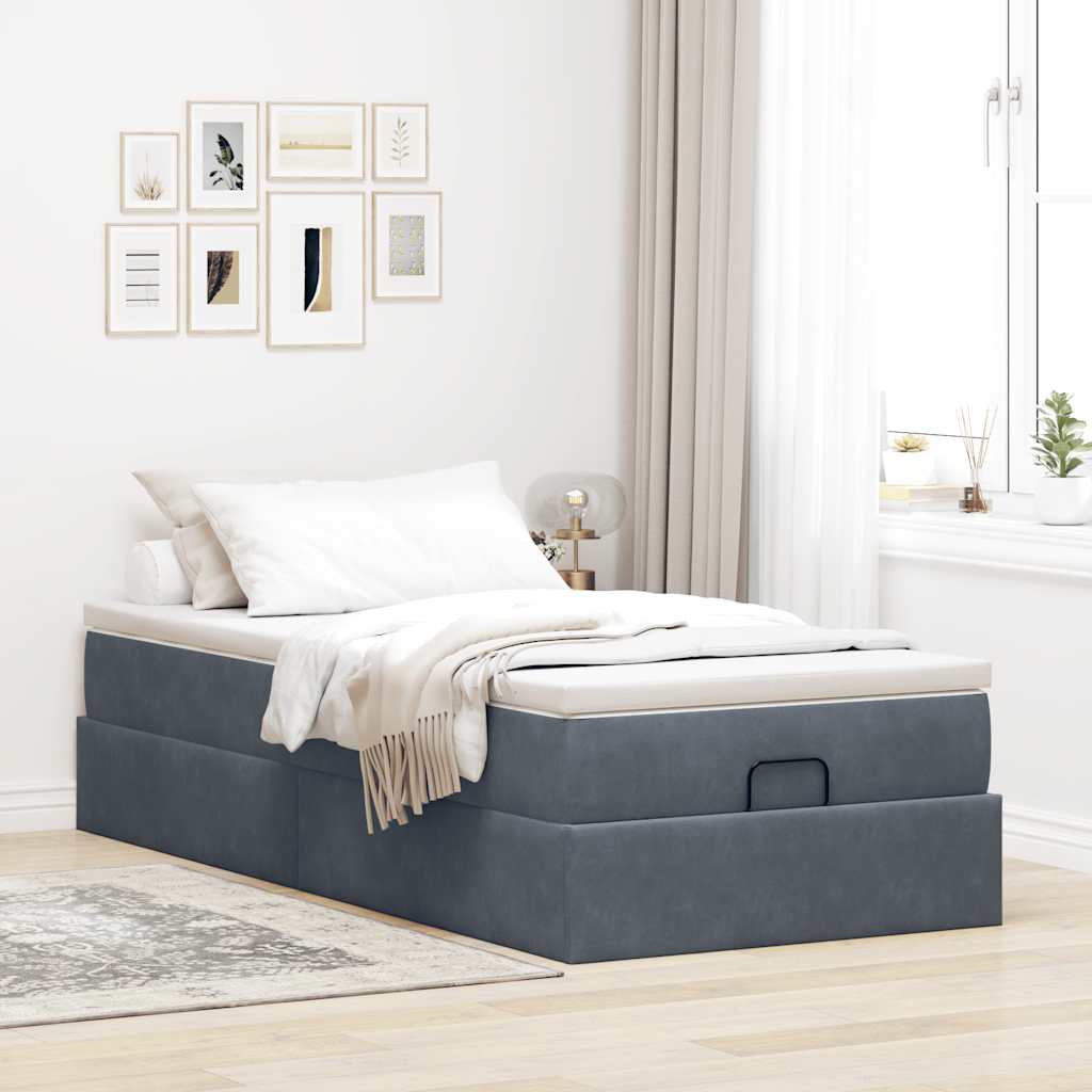 Struttura Letto Pouf con Materasso 100x200 cm Velluto - homemem39