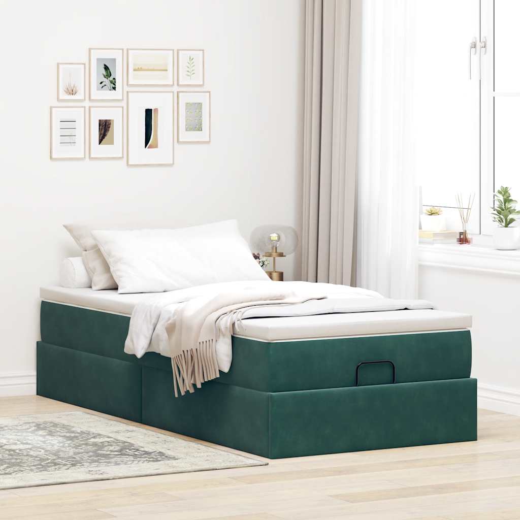 Struttura Letto Pouf con Materasso 100x200 cm Velluto