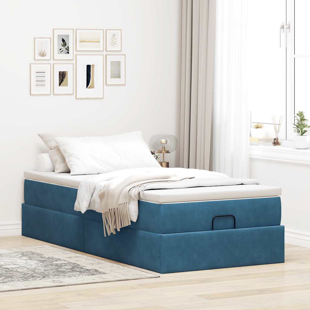 Struttura Letto Pouf con Materasso 100x200 cm Velluto - homemem39