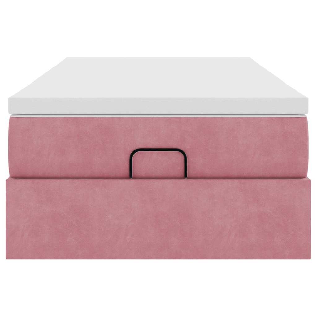 Struttura Letto Pouf con Materasso Rosa 100x200 cm Velluto - homemem39