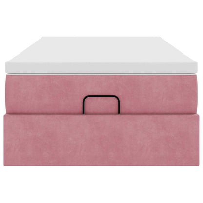 Struttura Letto Pouf con Materasso Rosa 100x200 cm Velluto - homemem39
