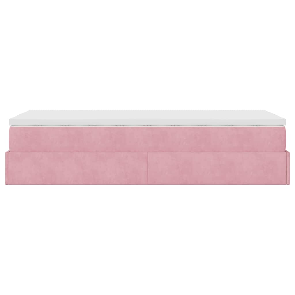 Struttura Letto Pouf con Materasso Rosa 100x200 cm Velluto - homemem39