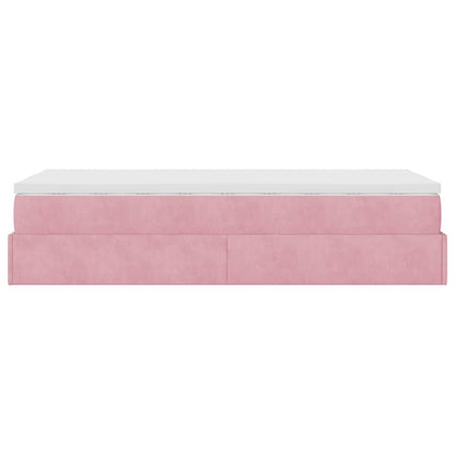 Struttura Letto Pouf con Materasso Rosa 100x200 cm Velluto - homemem39