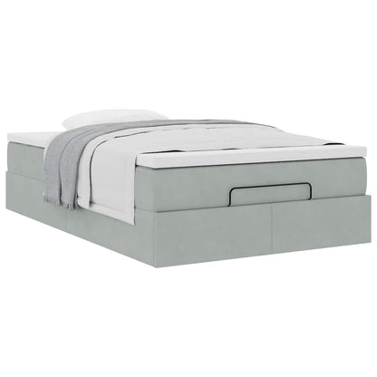 Pouf Letto con Materasso Grigio Chiaro 120x190 cm in Velluto | homemem39