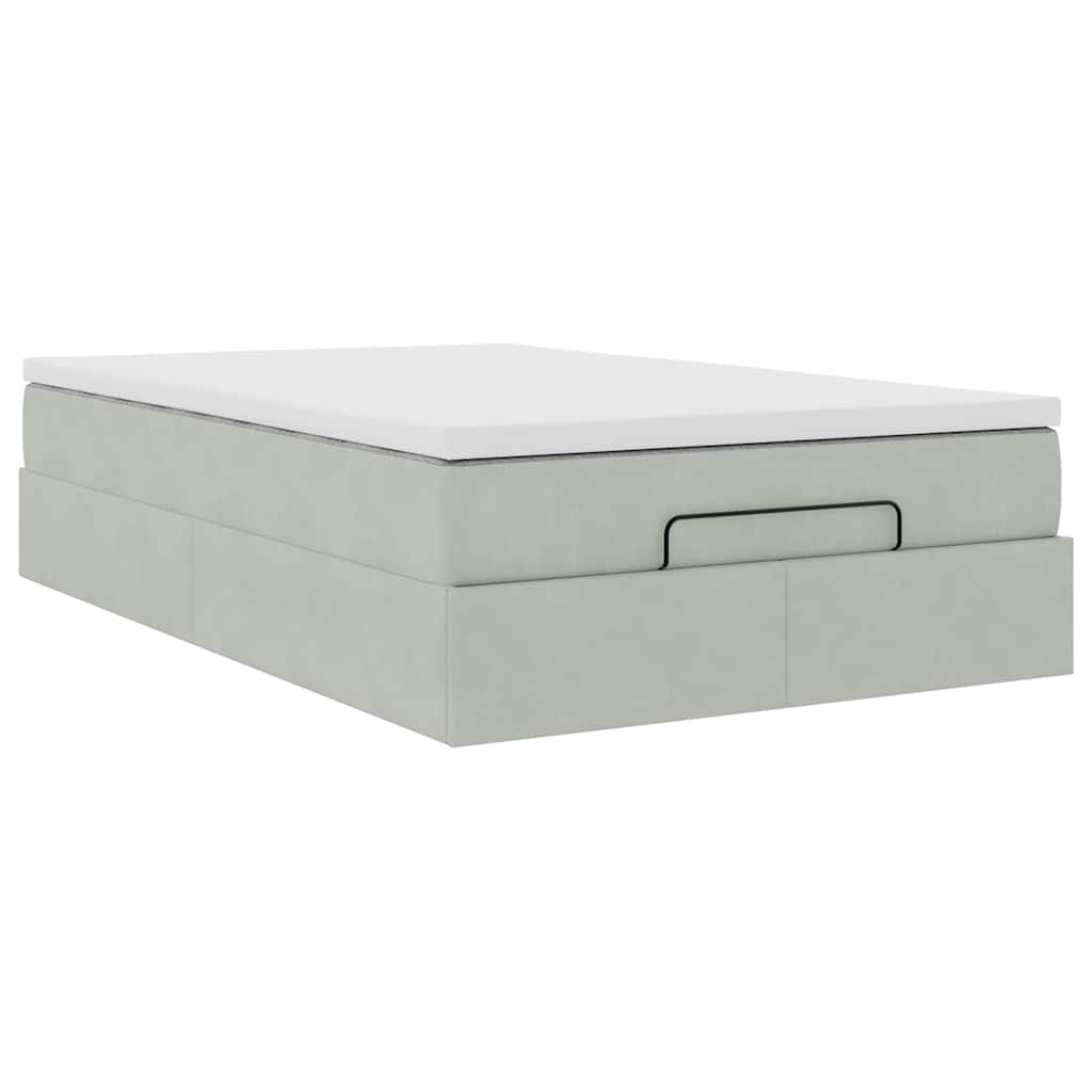 Pouf Letto con Materasso Grigio Chiaro 120x190 cm in Velluto | homemem39