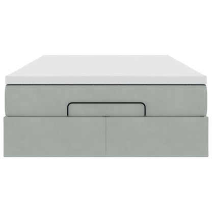 Pouf Letto con Materasso Grigio Chiaro 120x190 cm in Velluto | homemem39
