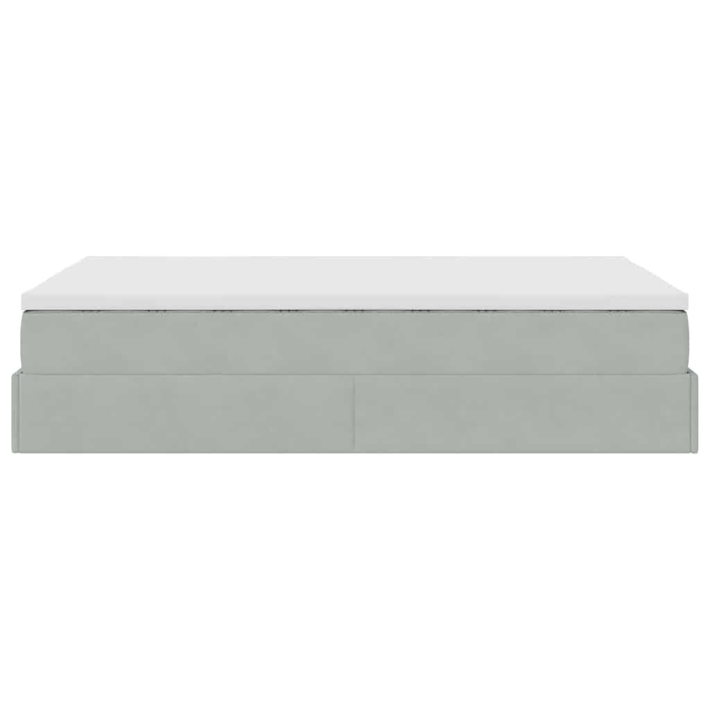 Pouf Letto con Materasso Grigio Chiaro 120x190 cm in Velluto | homemem39