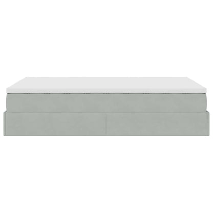 Pouf Letto con Materasso Grigio Chiaro 120x190 cm in Velluto | homemem39