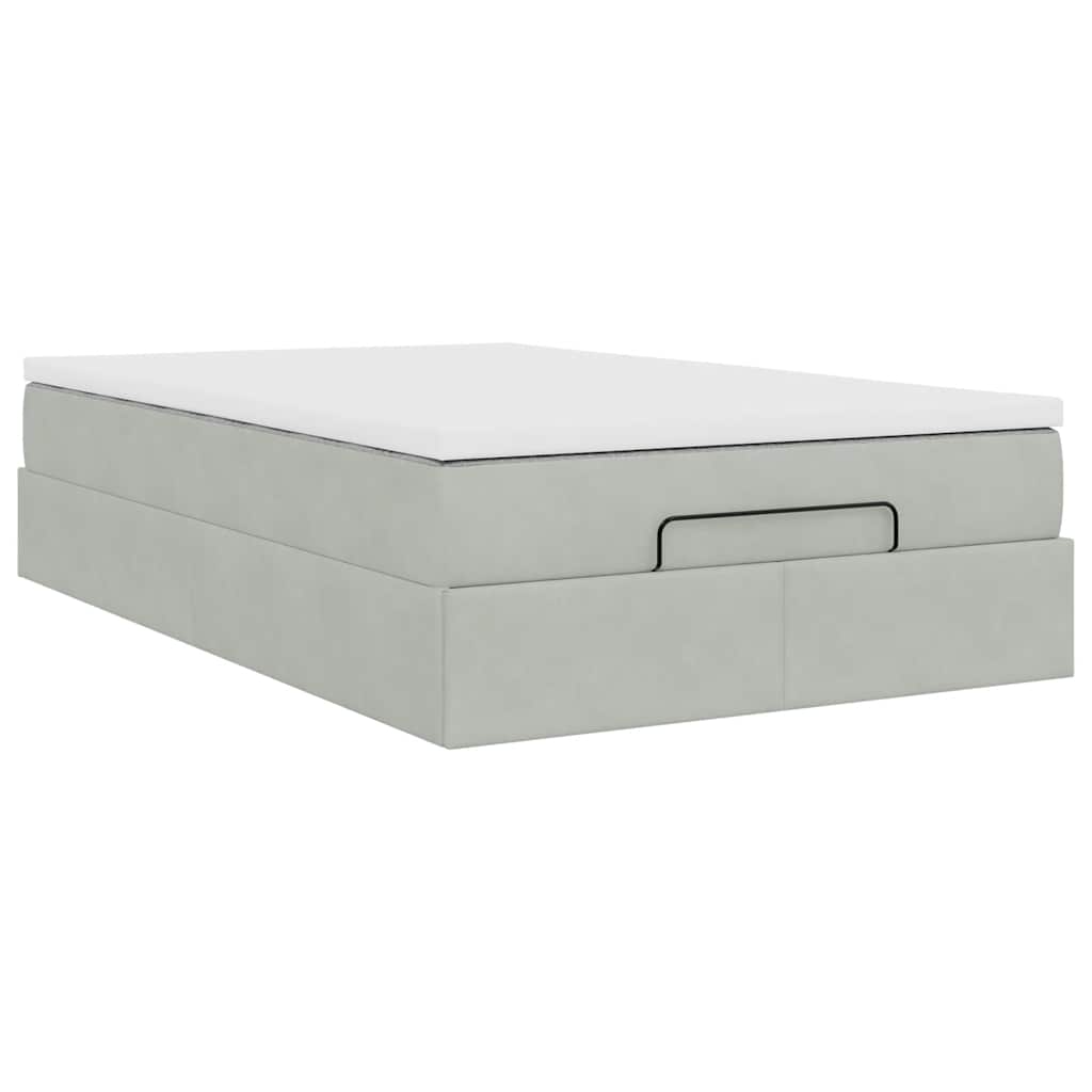 Pouf Letto con Materasso Grigio Chiaro 120x190 cm in Velluto | homemem39