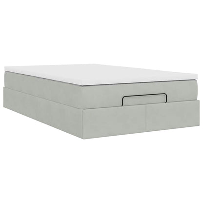 Pouf Letto con Materasso Grigio Chiaro 120x190 cm in Velluto | homemem39