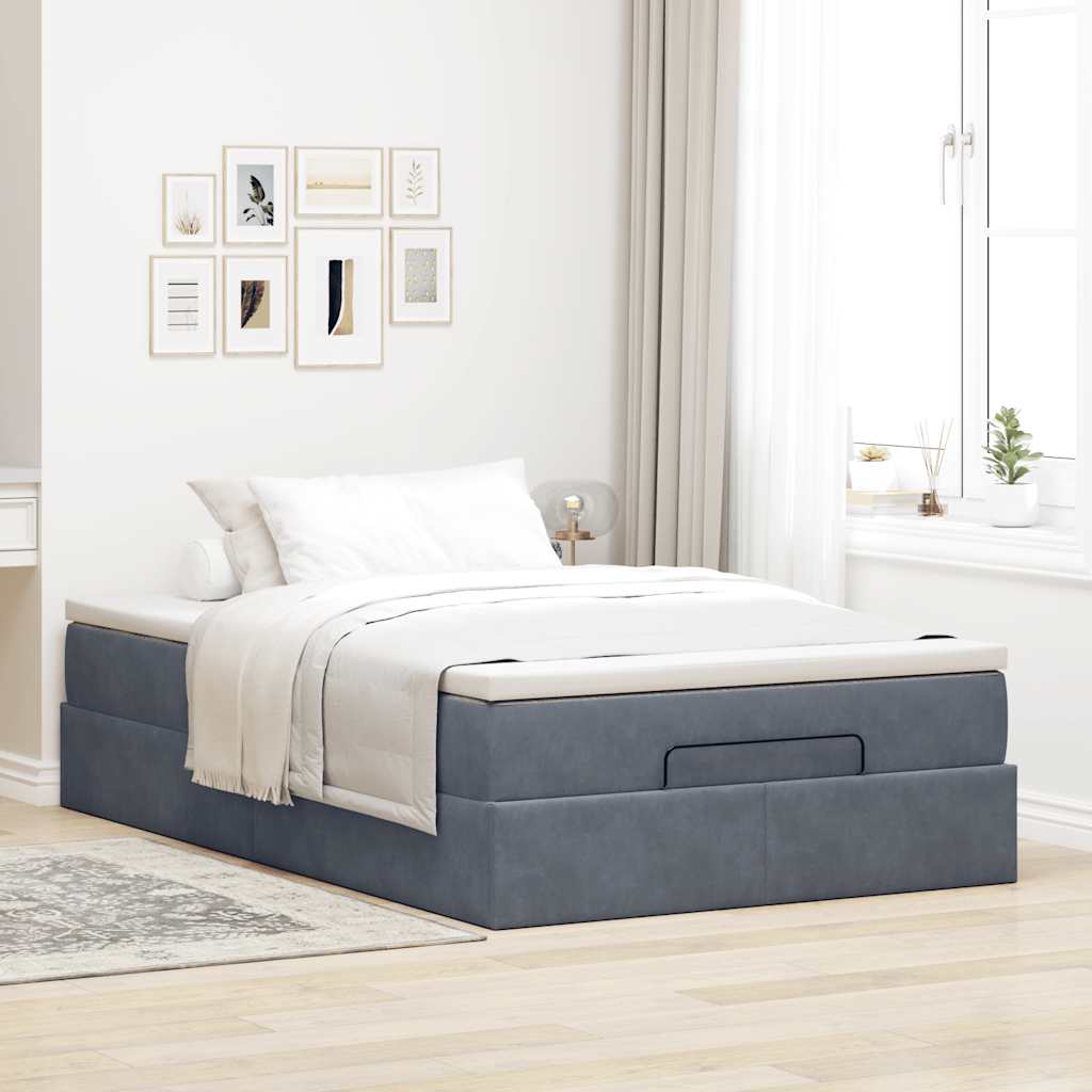 Pouf Letto con Materasso Grigio Scuro 120x190 cm Velluto | homemem39