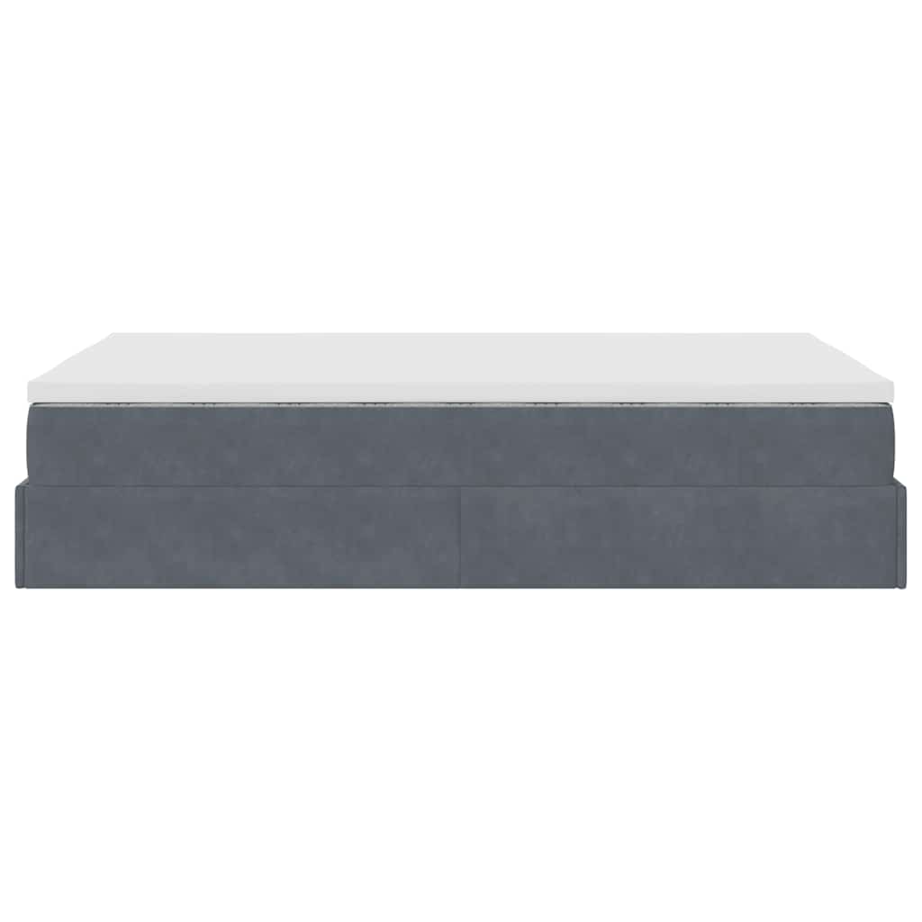 Pouf Letto con Materasso Grigio Scuro 120x190 cm Velluto | homemem39