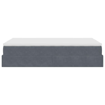 Pouf Letto con Materasso Grigio Scuro 120x190 cm Velluto | homemem39