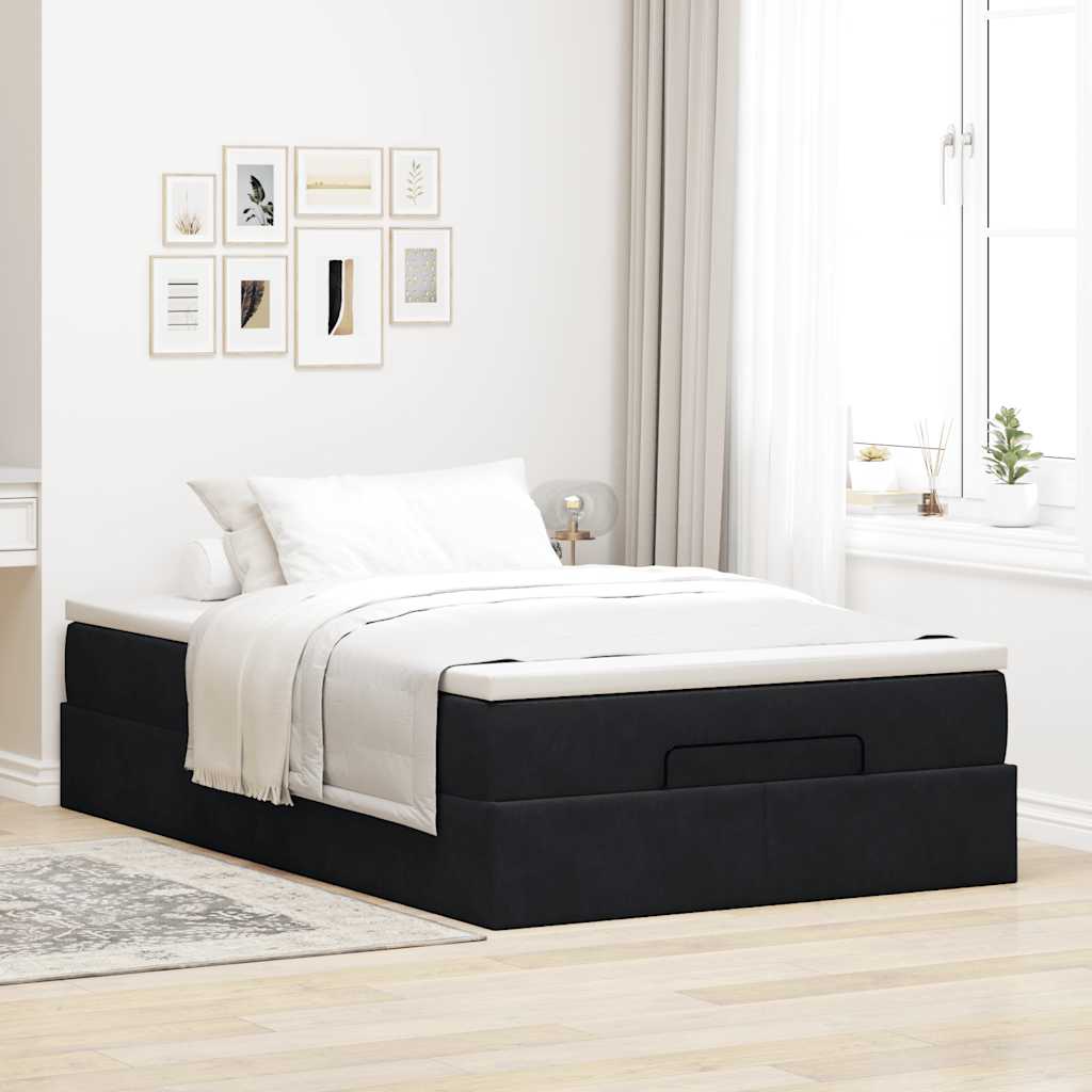 Pouf Letto con Materasso Nero 120x190 cm Velluto | homemem39