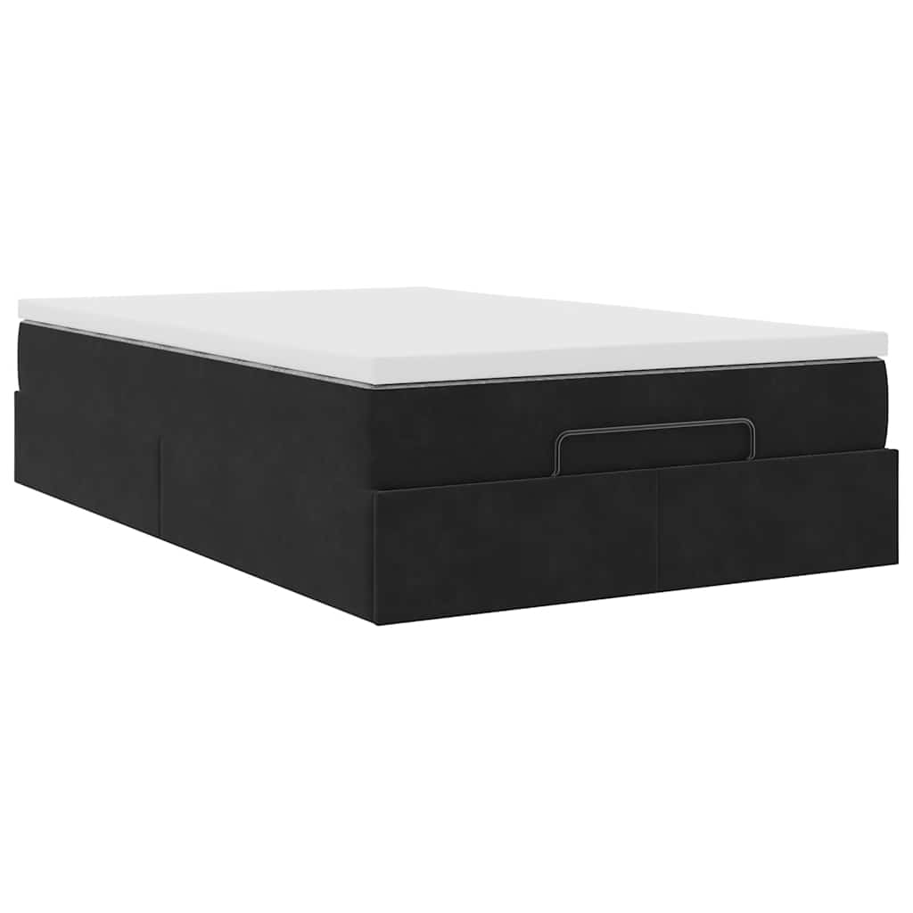 Pouf Letto con Materasso Nero 120x190 cm Velluto | homemem39