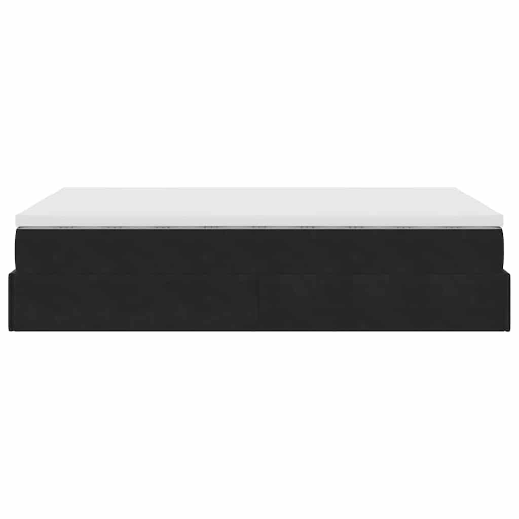 Pouf Letto con Materasso Nero 120x190 cm Velluto | homemem39