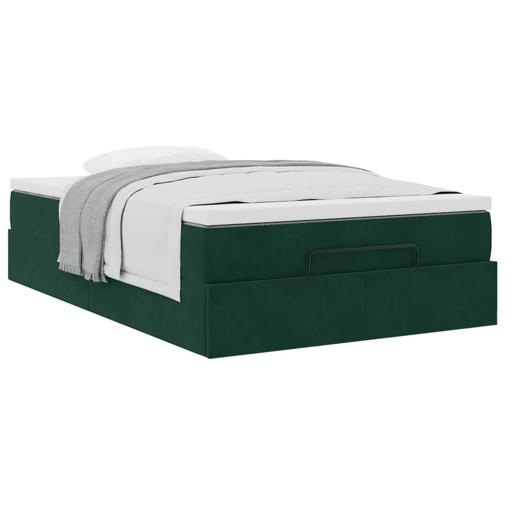 Pouf Letto con Materasso Verde Scuro 120x190 cm Velluto | homemem39