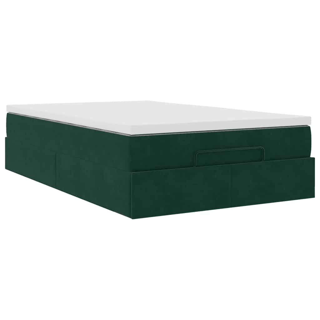 Pouf Letto con Materasso Verde Scuro 120x190 cm Velluto | homemem39