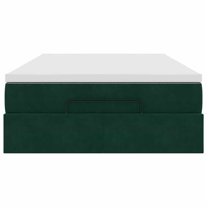 Pouf Letto con Materasso Verde Scuro 120x190 cm Velluto | homemem39