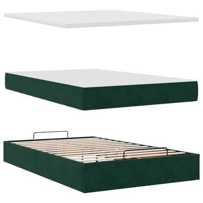 Pouf Letto con Materasso Verde Scuro 120x190 cm Velluto | homemem39